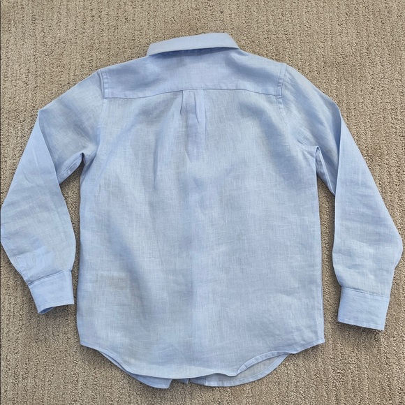 Janie and Jack Light Blue Linen Blend Button Down Shirt Boys Size 6 EUC - Picture 9 of 11
